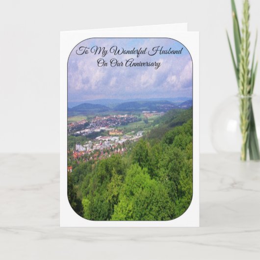 Landschaft Personalisierter Ehemann Hochzeit Jahre Feiertagskarte (Vorderseite)