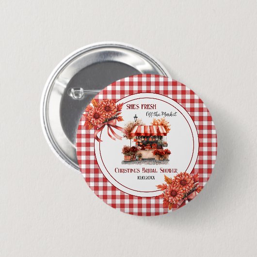 Landschaft Picnic Gingham Brautparty Gefallen Button (Vorne & Hinten)
