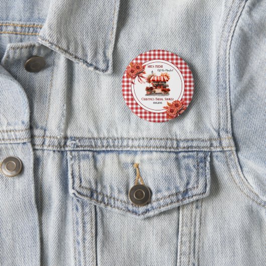 Landschaft Picnic Gingham Brautparty Gefallen Button (Beispiel)