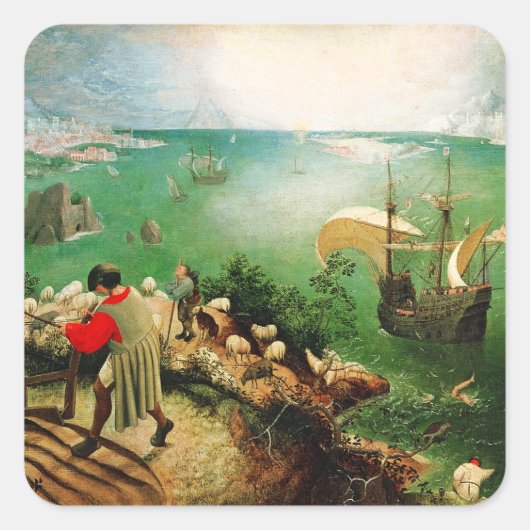 Landschaft Pieter Bruegel mit dem Fall von Ikarus Quadratischer Aufkleber (Vorderseite)