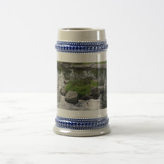 Landschaft & Pool Grau/Blau 22 oz Stein Bierglas (Mittel)