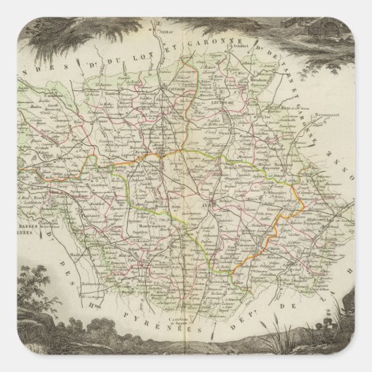 Landschaft Quadratischer Aufkleber (Vorderseite)