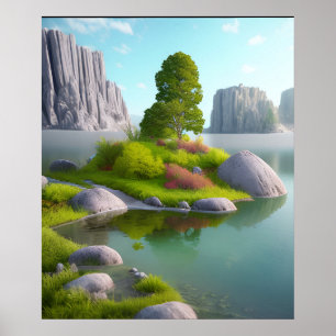 Landschaft realistisch und natürlich poster