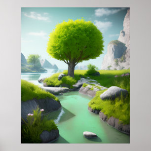 Landschaft realistisch und natürlich poster