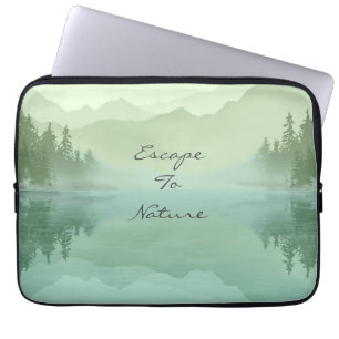 Landschaft Reflection Lake Tree Grün Motivierend Laptopschutzhülle
