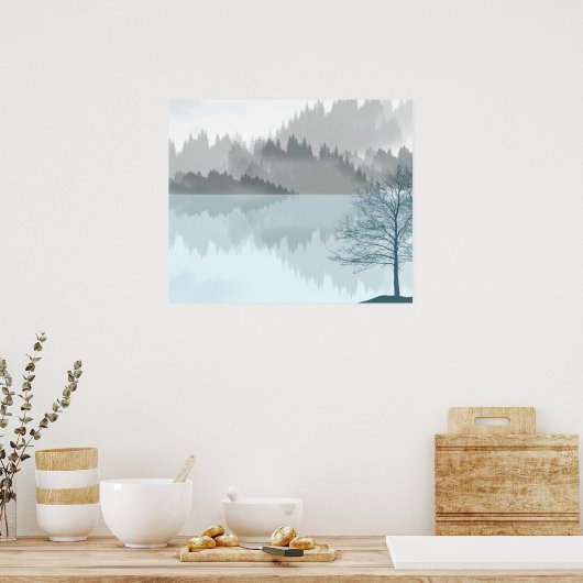 Landschaft Reflektion Treppensee Grünes Poster (Küche)