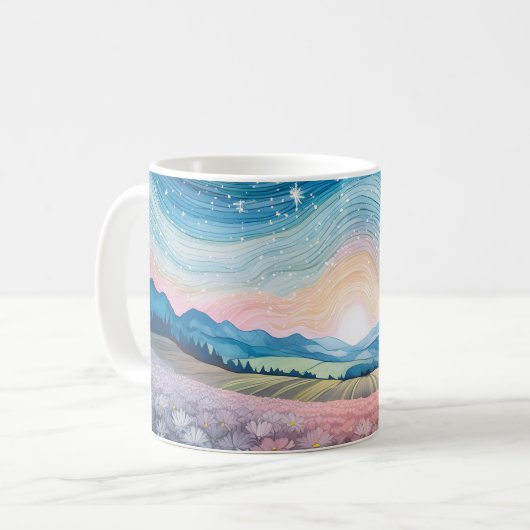 Landschaft Rosa Glück Kaffeetasse (Vorderseite Links)
