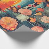 Landschaft Rot-Weiß-Pappsonne Geschenkpapier (Ecke)