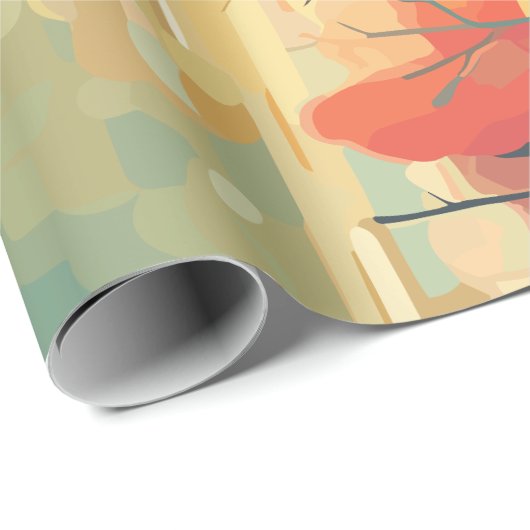 Landschaft Rot-Weiß-Pappsonne Geschenkpapier (Rolleneckpunkt)