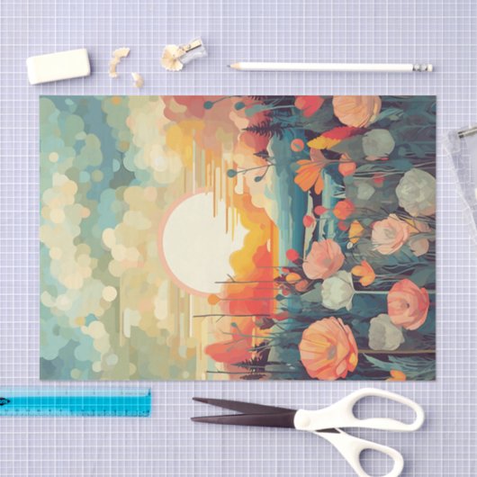 Landschaft Rot-Weiß-Pappsonne Seidenpapier (Handwerk)