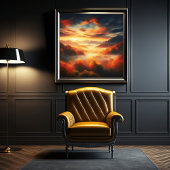 Landschaft Rote Bäume und Schwarzes Wolkenmeer Poster