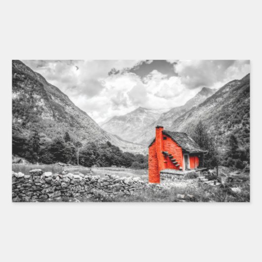 Landschaft Schwarz-Weiß-Fotografie Rechteckiger Aufkleber (Vorderseite)