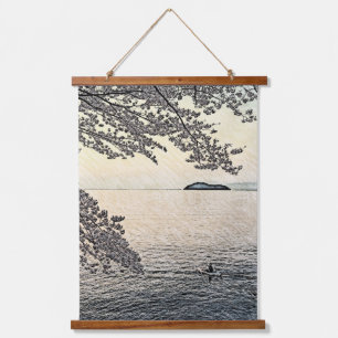 Landschaft, See, Biwa-See Wandteppich Mit Holzrahmen