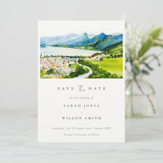 Landschaft Seebad Landschaft Aqua Save The Date (Stehend Vorderseite)