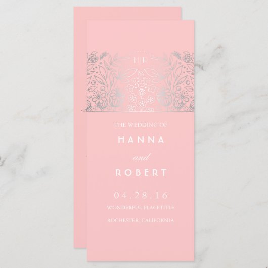 Landschaft Silberne Blume Rosa Hochzeitsprogramme Programm (Vorne/Hinten)