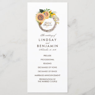 Landschaft Sonnenblumen Wreath Hochzeitsprogramme Programm