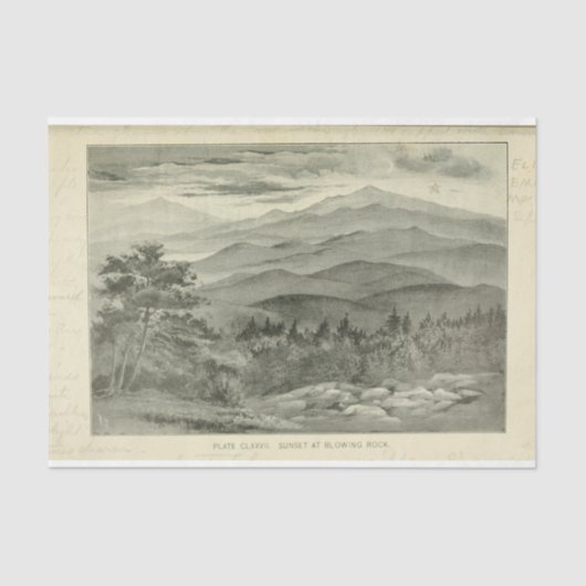 Landschaft Sonnenuntergang Berge Ephemera Entdecku Seidenpapier (Vorderseite)