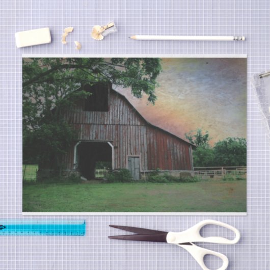 Landschaft Sonnenuntergang Landschaft alte rote Sc Seidenpapier (Handwerk)