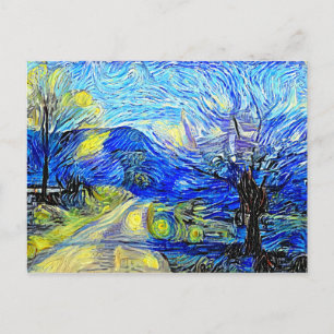 Landschaft Starry Night Acrylic Parody Painting Postkarte