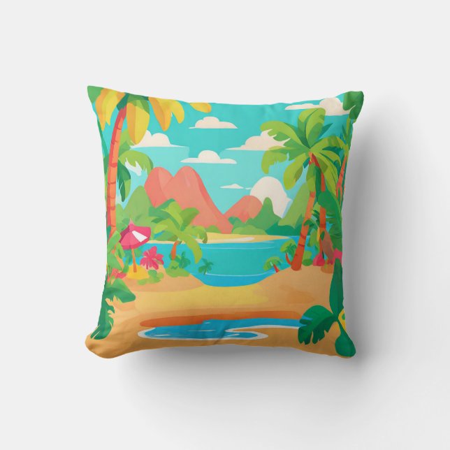 Landschaft tropische Insel Throw Kissen (Vorderseite)