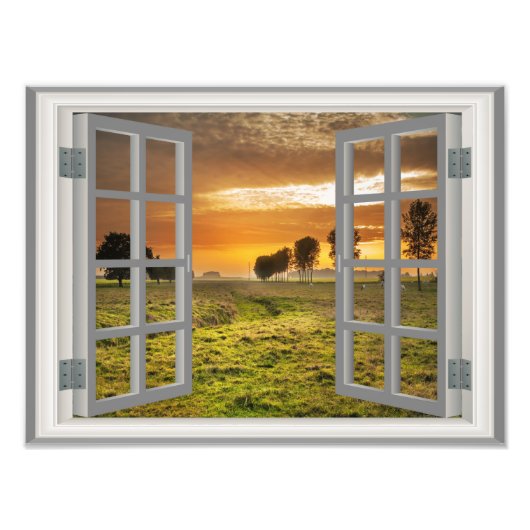 Landschaft Twilight Cow Farm USA Fotodruck (Vorne)