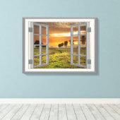 Landschaft Twilight Cow Farm USA Leinwanddruck (Insitu (Holzboden))