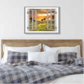 Landschaft Twilight Cow Farm USA Leinwanddruck (Insitu (Schlafzimmer))