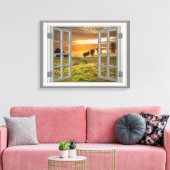 Landschaft Twilight Cow Farm USA Leinwanddruck (Insitu (Wohnzimmer))