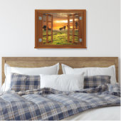 Landschaft Twilight Cow Farm USA Leinwanddruck (Insitu (Schlafzimmer))