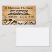 Landschaft und Bau von Holz und Werkzeugen Visitenkarte (Vorne/Hinten)