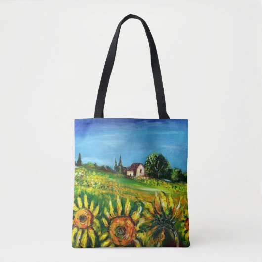 LANDSCHAFT UND SONNENBLUMEN IN DER Toskana Tasche (Vorderseite)