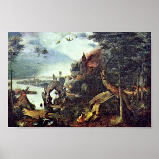 Landschaft und Tempo des hl. Anthony von Bruegel Poster (Vorne)