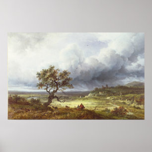 Landschaft unter einem stürmischen Himmel Poster
