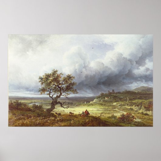 Landschaft unter einem stürmischen Himmel Poster (Vorne)
