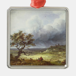 Landschaft unter einem stürmischen Himmel Silbernes Ornament
