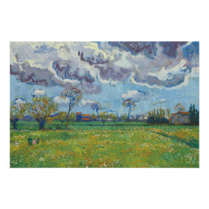 Landschaft unter einem stürmischen Himmel Vincent  Poster