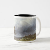 Landschaft unter einem stürmischen Himmel Zweifarbige Tasse (VorderseiteRechts)