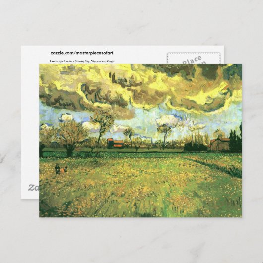 Landschaft unter stürmischem Himmel, Van Gogh Fine Postkarte (Vorne/Hinten)