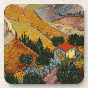 Landschaft Vincent van Goghs   mit Haus u. Getränkeuntersetzer