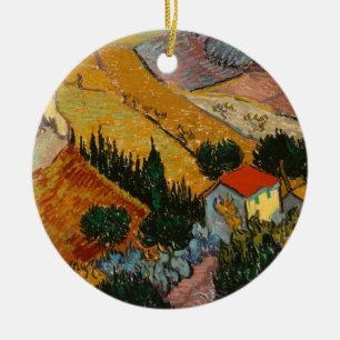 Landschaft Vincent van Goghs   mit Haus u. Keramik Ornament