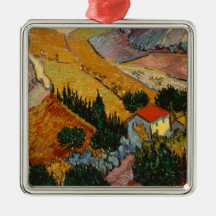 Landschaft Vincent van Goghs   mit Haus u. Ornament Aus Metall