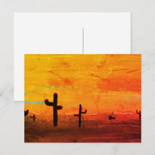 Landschaft von Cacti bemalt Postkarte (Vorne/Hinten)