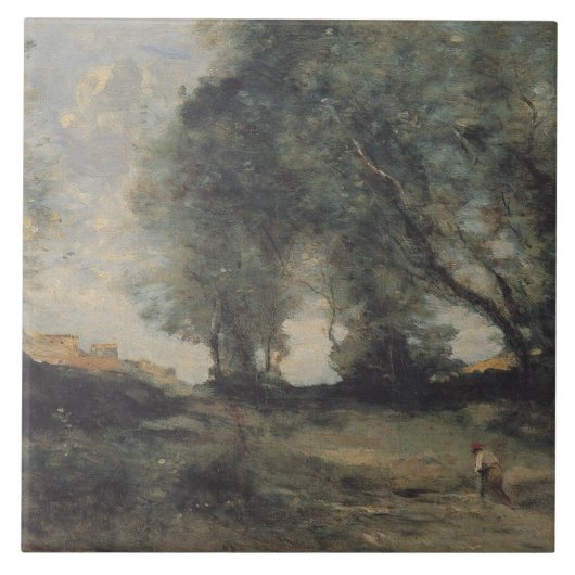 Landschaft (von Camille Corot) Fliese (Vorderseite)