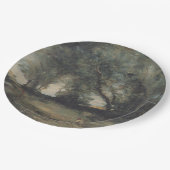 Landschaft (von Camille Corot) Pappteller (Schrägansicht)