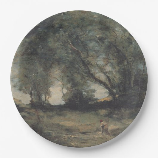 Landschaft (von Camille Corot) Pappteller (Vorderseite)