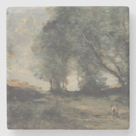 Landschaft (von Camille Corot) Steinuntersetzer (Vorderseite)