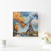 Landschaft von Paris Quadratische Wanduhr (Zuhause)