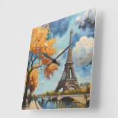 Landschaft von Paris Quadratische Wanduhr (Winkel)