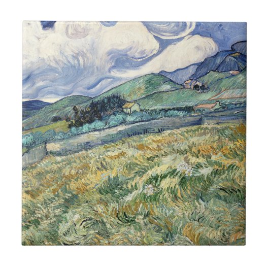 Landschaft von Saint-Rémy von Vincent Van Gogh Fliese (Vorderseite)