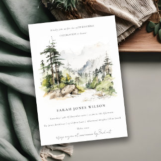 Landschaft von sanften Wäldern Sketch Geburtstag Einladung